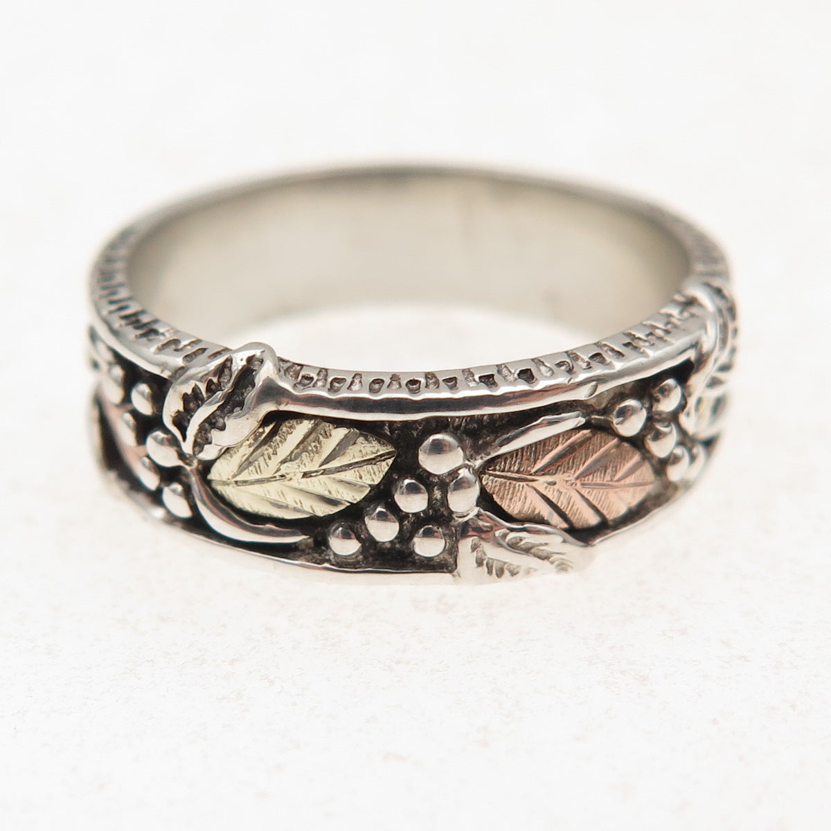Coleman Co. 925 Sterling Silver 12K Multi-Gold Vintage Black Hills Ring Size 7