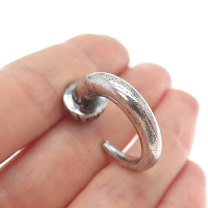 925 Sterling Silver Vintage Horn Amulet Tunnel Single Earring