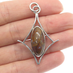 925 Sterling Silver Vintage Real Agate Modernist Pendant