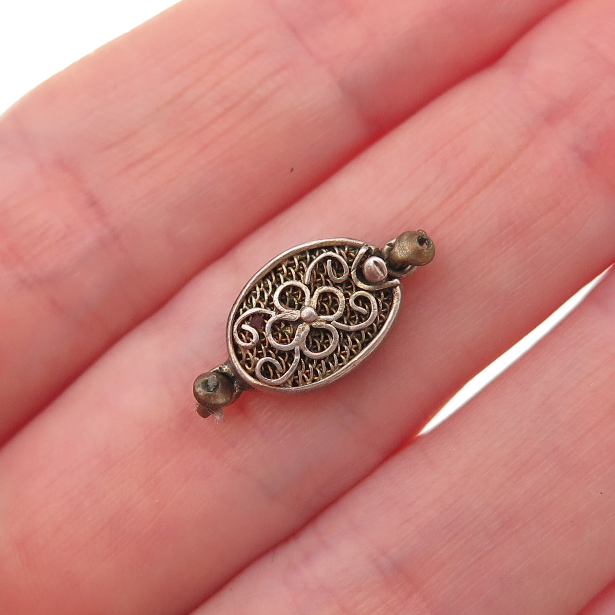 925 Sterling Gold Plated Vintage Bracelet / Necklace Floral Filigree Box Lock