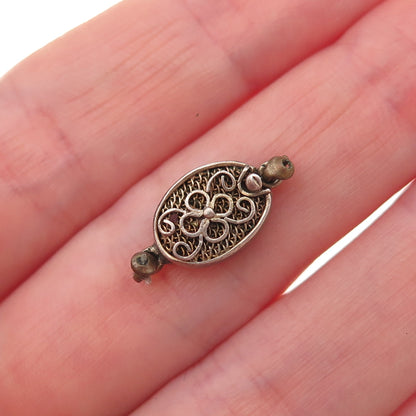 925 Sterling Gold Plated Vintage Bracelet / Necklace Floral Filigree Box Lock