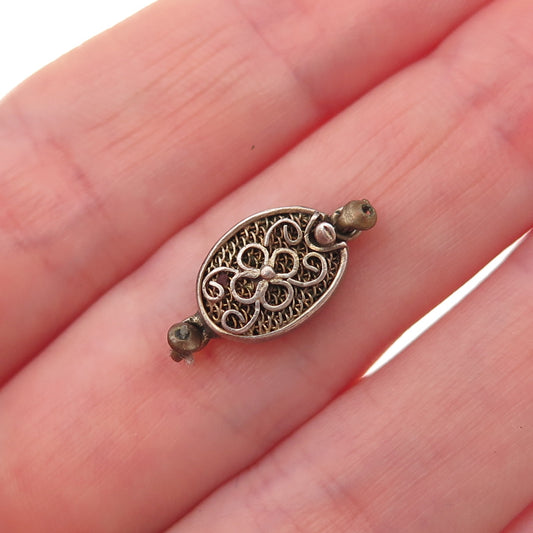 925 Sterling Gold Plated Vintage Bracelet / Necklace Floral Filigree Box Lock