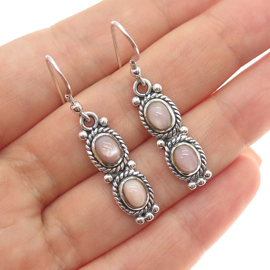 SUNRISE Old Pawn 925 Sterling Silver Vintage Southwestern MOP Dangle Earrings