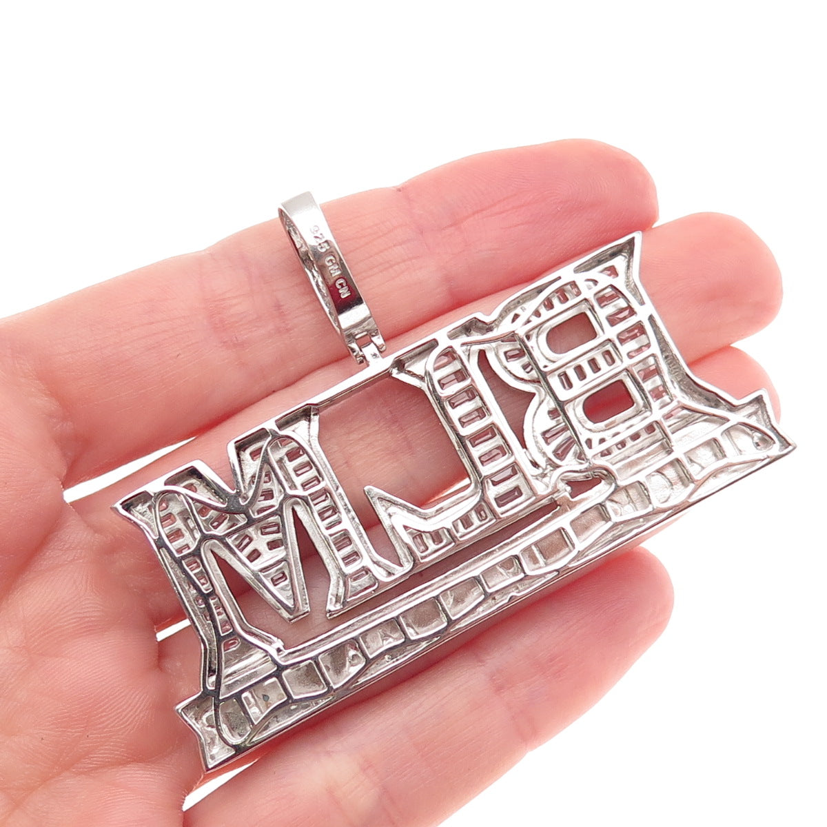 925 Sterling Silver Emerald & Round-Cut C Z BLM Black Lives Matter Pendant