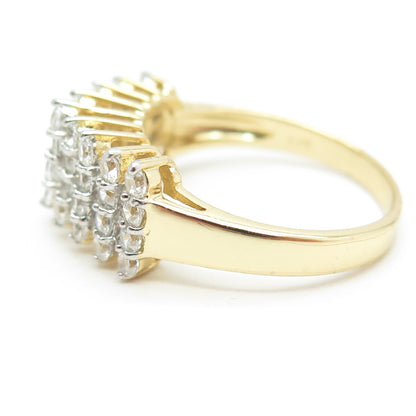 HAN 925 Sterling Silver Gold Plated Pave C Z Ring Size 10