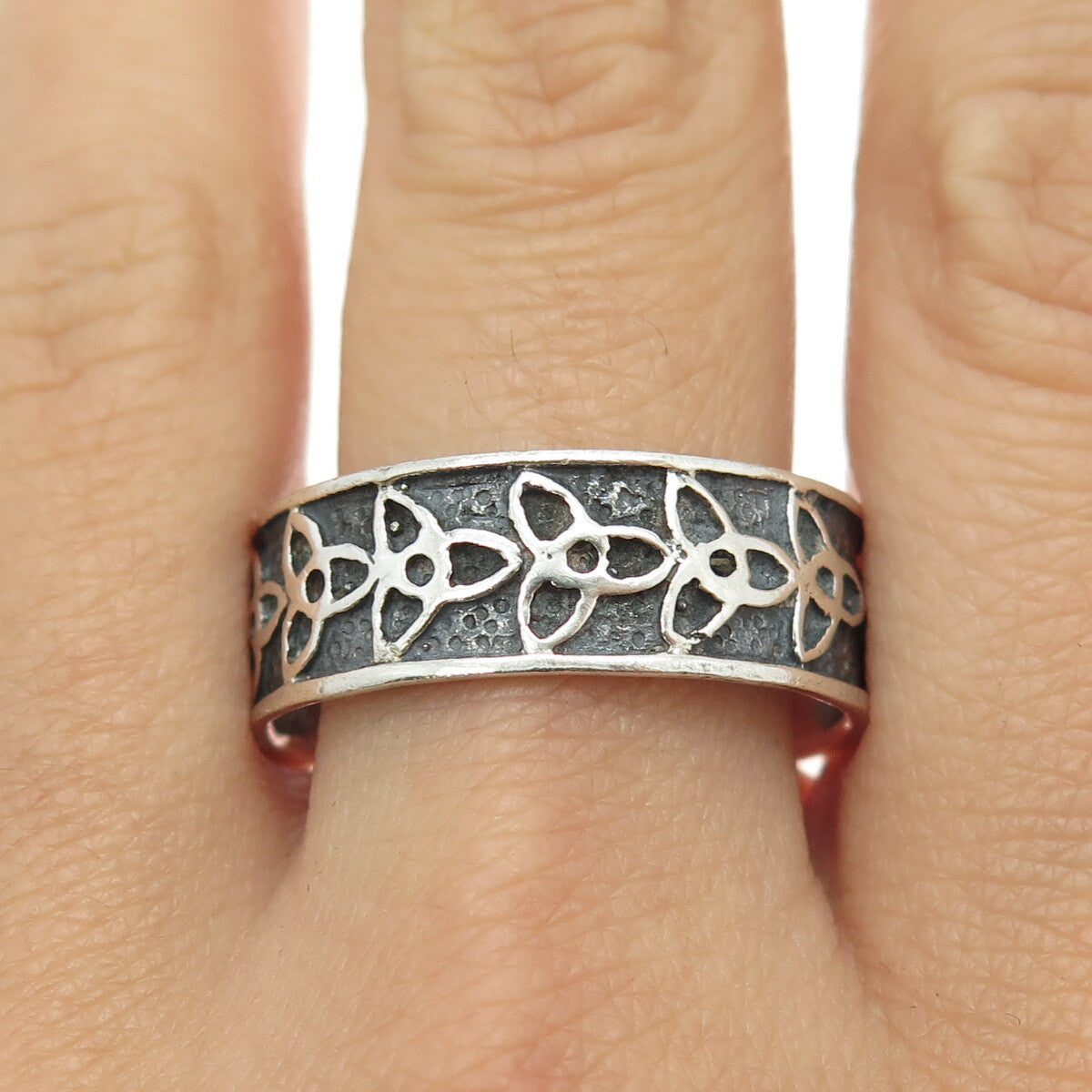 925 Sterling Silver Vintage Celtic Trinity Knot Band Ring Size 13.25