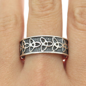 925 Sterling Silver Vintage Celtic Trinity Knot Band Ring Size 13.25