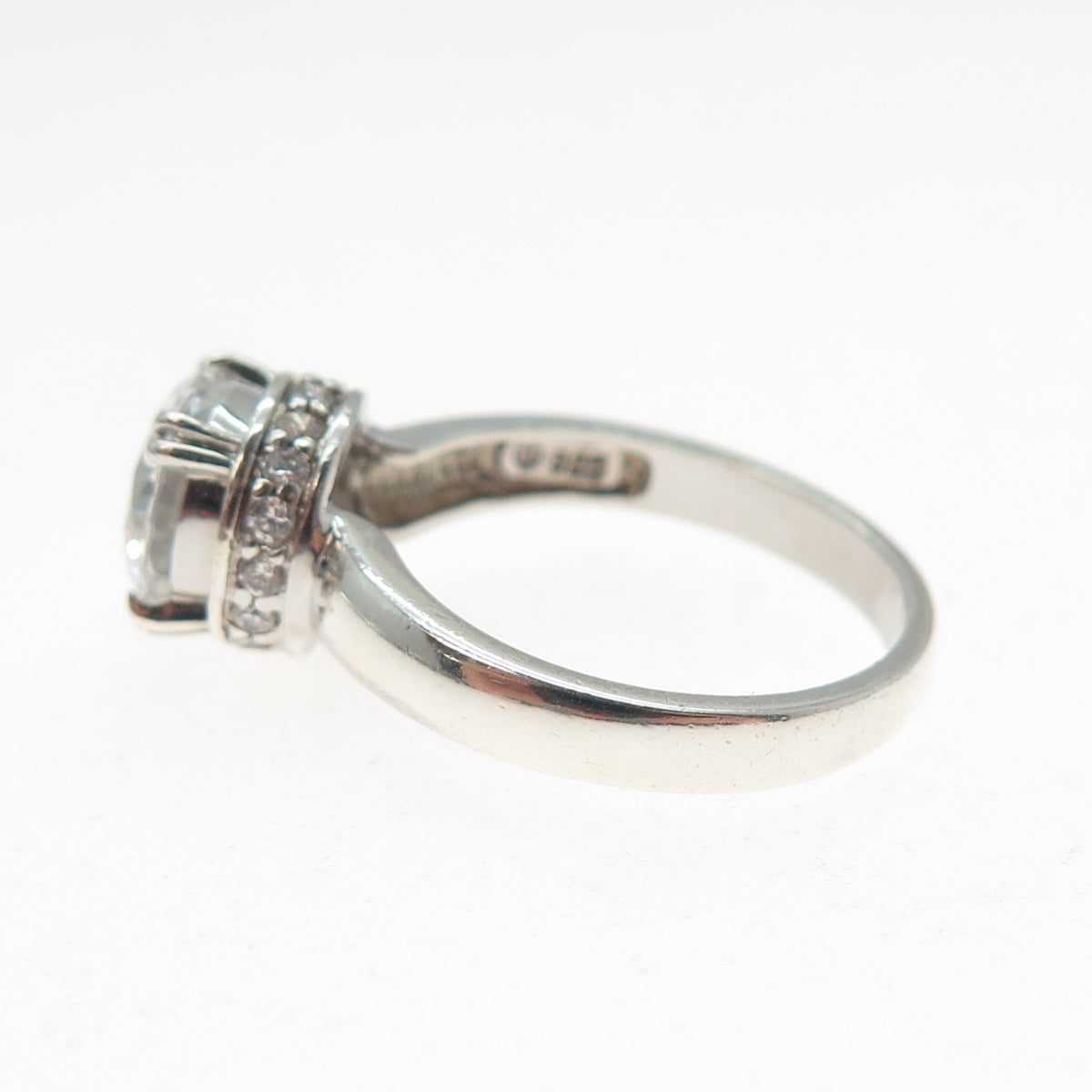 925 Sterling Silver Round-Cut C Z Engagement Ring Size 7