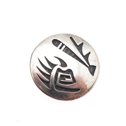 Loren Sakeva Kumoni Hopi Old Pawn 925 Sterling Vintage Bear Pin Brooch / Pendant