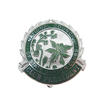 925 Sterling Silver Vintage Enamel National Council of State Garden Clubs Brooch
