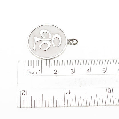 KENNEY 925 Sterling Silver Vintage Symbol Round Tag Charm Pendant
