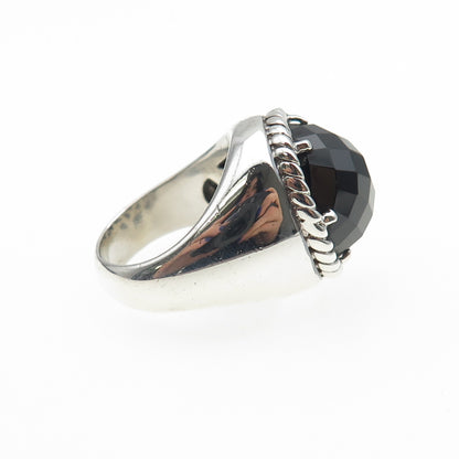 925 Sterling Silver Vintage EMA Real Black Onyx Ring Size 7.5