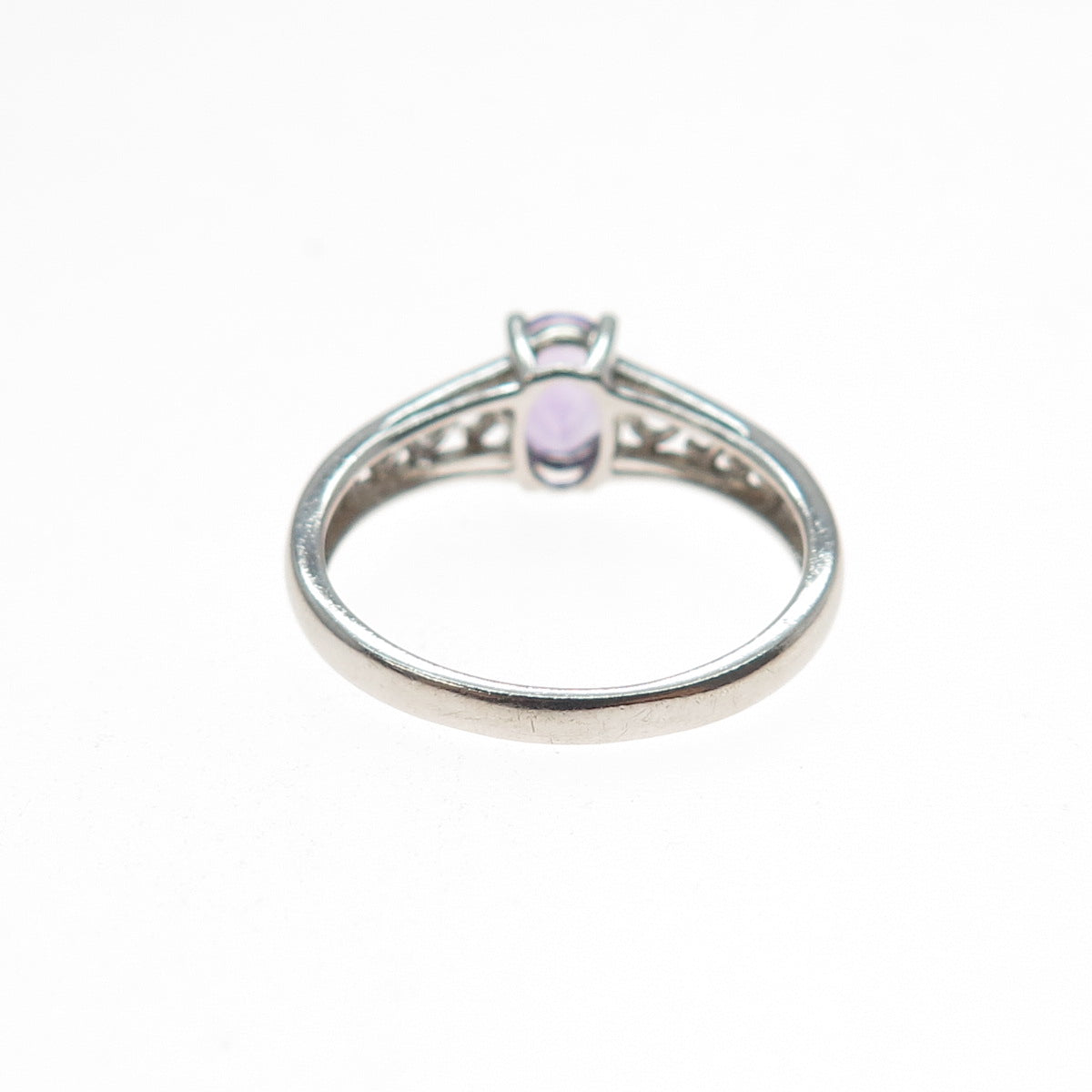 CHUCK CLEMENCY 925 Sterling Silver Vintage Real Oval-Cut Amethyst Ring Size 7.25