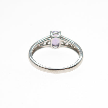 CHUCK CLEMENCY 925 Sterling Silver Vintage Real Oval-Cut Amethyst Ring Size 7.25