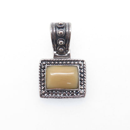 925 Sterling Silver Vintage Real Jasper Beaded Oxidized Charm Pendant