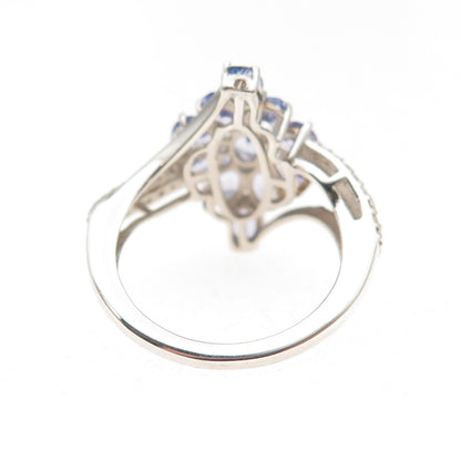 Chuck Clemency 925 Sterling Silver Real Oval & Pear-Cut Tanzanite Ring Size 5