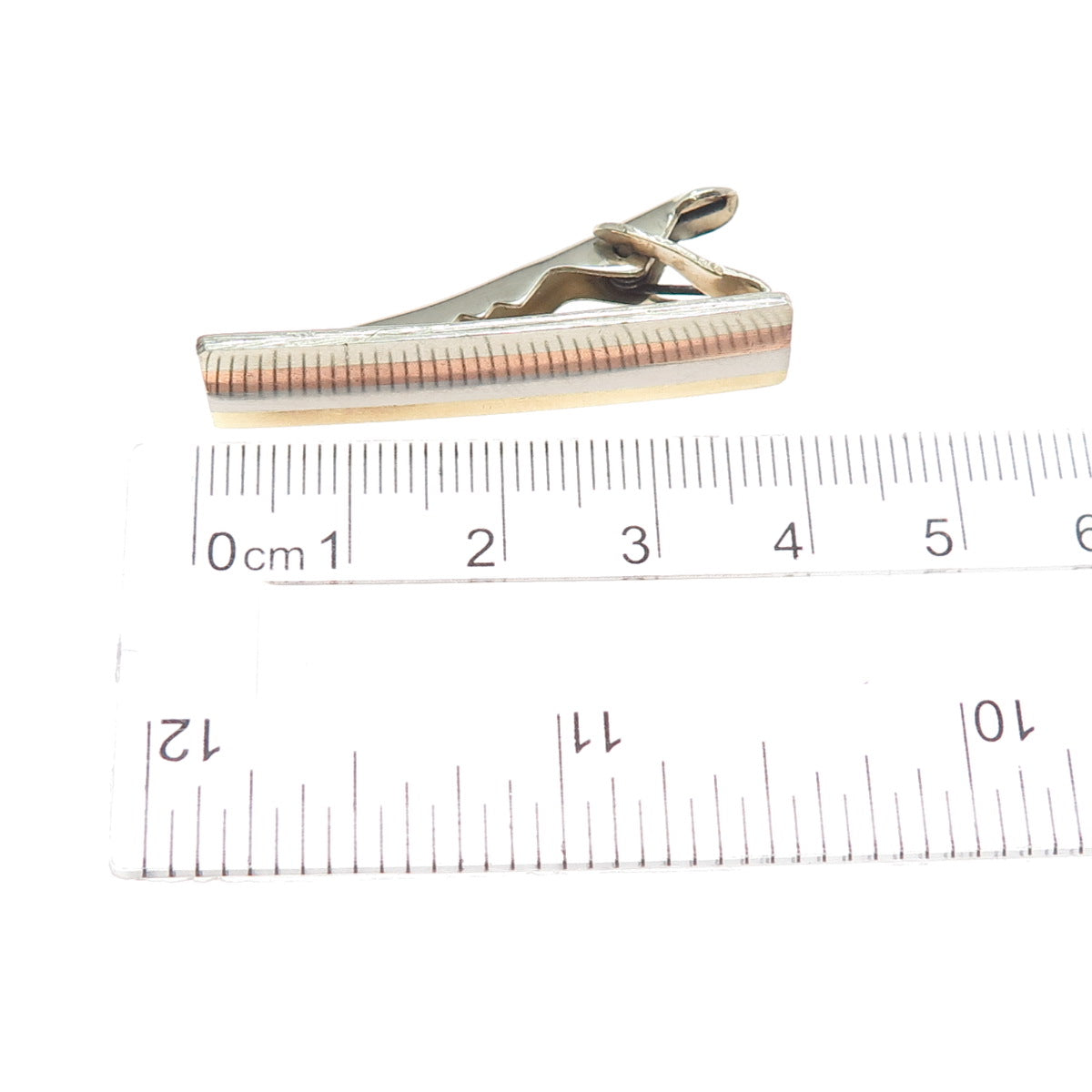 925 Sterling Silver 3-Tone Vintage Mexico Modernist Tie Clip