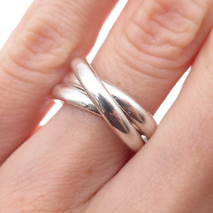 925 Sterling Silver Vintage Interlocked Trinity Band Ring Size 5.5