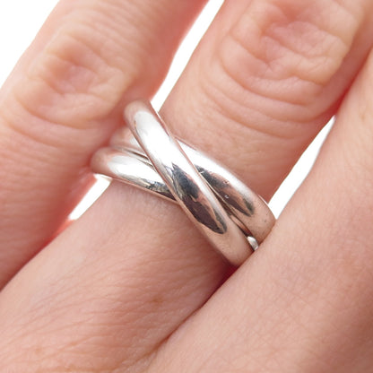 925 Sterling Silver Vintage Interlocked Trinity Band Ring Size 5.5