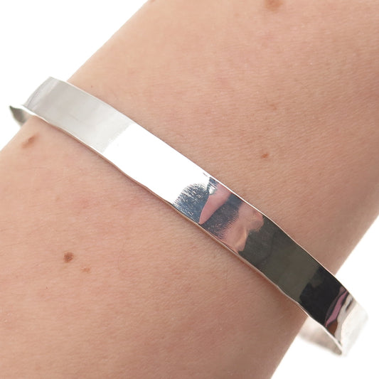 835 Silver Vintage 1969 NRO Sweden Modernist Hammered Bangle Bracelet 8.5"