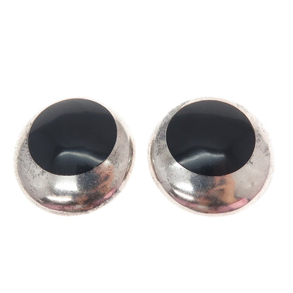 ANTONIO HDEZ HERNANDEZ 925 Sterling Vintage Mexico Black Onyx Clip On Earrings