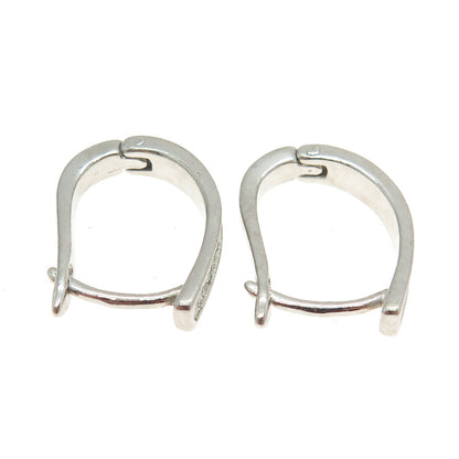 925 Sterling Silver Diamond-Illusion Horseshoe Hoop Earrings