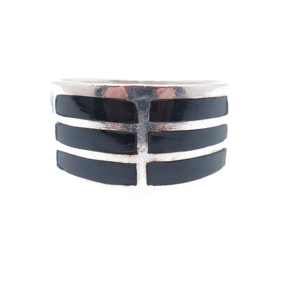 CFJ Collins Fine Jewelry 925 Sterling Silver Vintage Black Onyx Ring Size 6.75