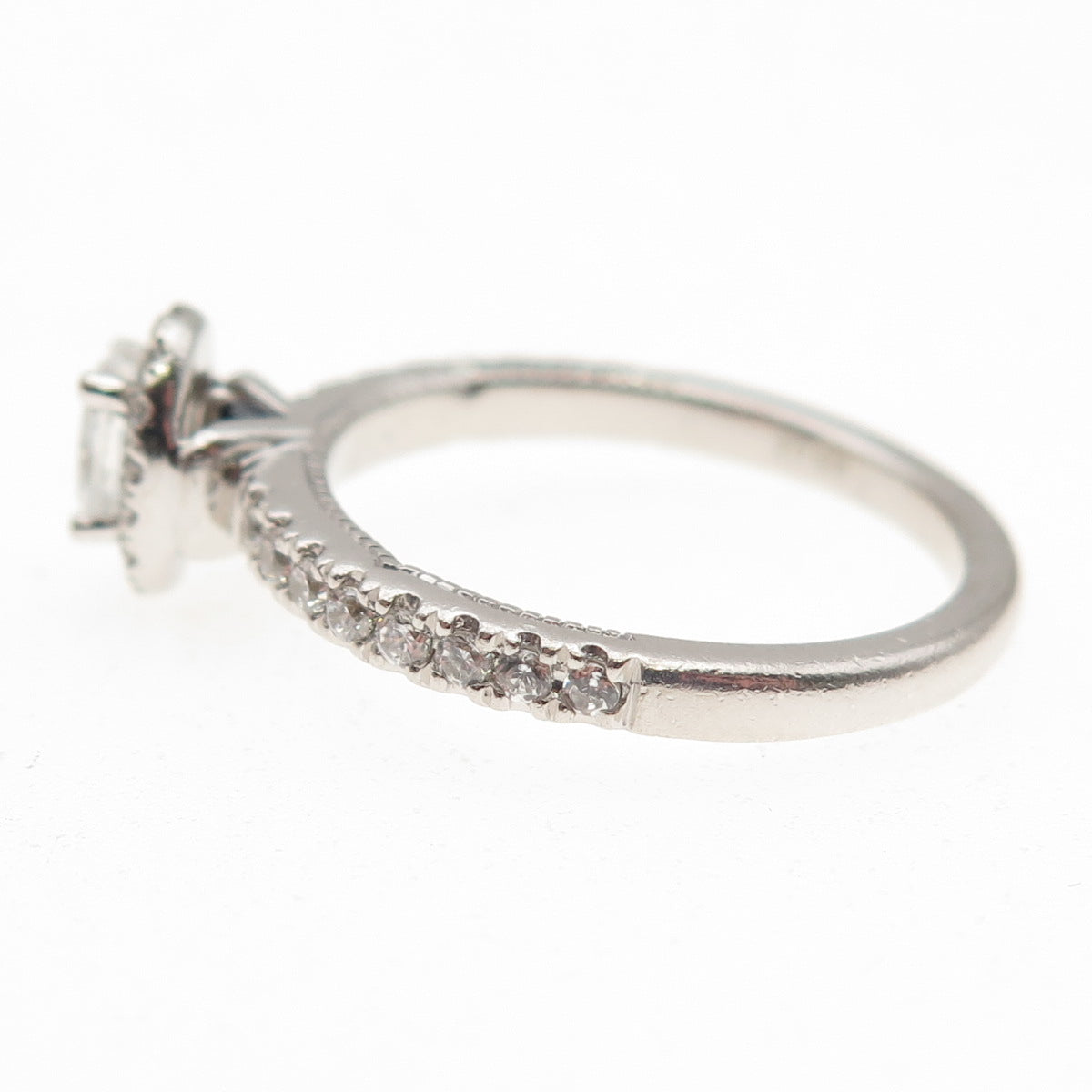 Vera Wang 925 Sterling Silver Lab-Created Sapphire & C Z Engagement Ring Size 7