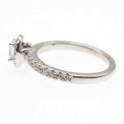 Vera Wang 925 Sterling Silver Lab-Created Sapphire & C Z Engagement Ring Size 7