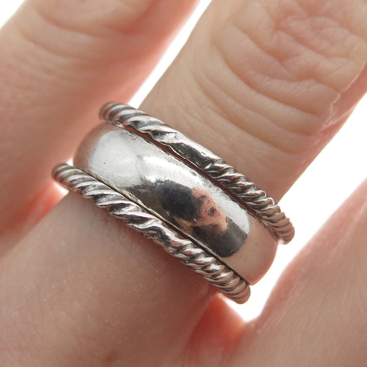 925 Sterling Silver Vintage Mexico Transformer Twisted Band Ring Size 6.25