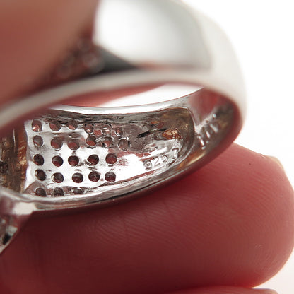 ANNIKA WITT 925 Sterling Silver Champagne & White C Z Ring Size 7.5