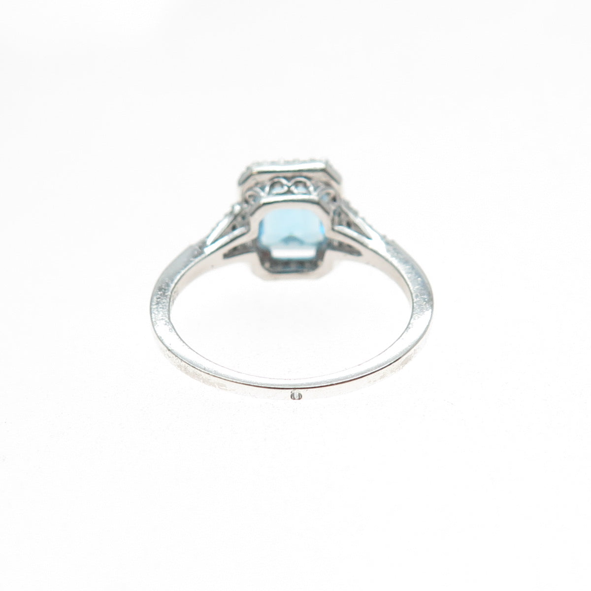 SAI 925 Sterling Silver Real Diamond & Blue Topaz Ring Size 7