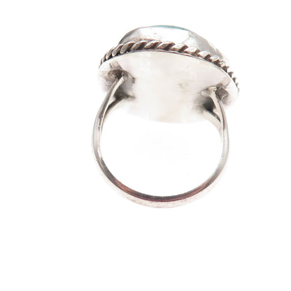 Old Pawn 925 Sterling Silver Vintage Southwestern Turquoise Tribal Ring Size 5