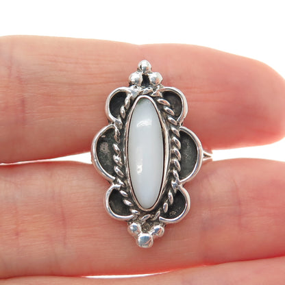 Old Pawn Sterling Silver Vintage Southwestern Chalcedony Tribal Ring Size 6.5