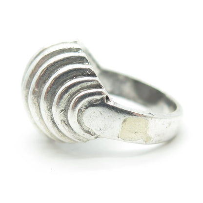 925 Sterling Silver Vintage Modernist Ribbed Dome Ring Size 5