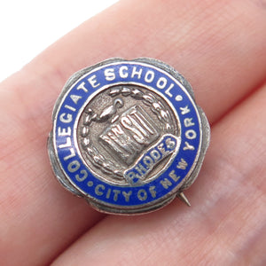DIEGES & CLUST 925 Sterling Silver Vintage NY Enamel Collegiate School Brooch