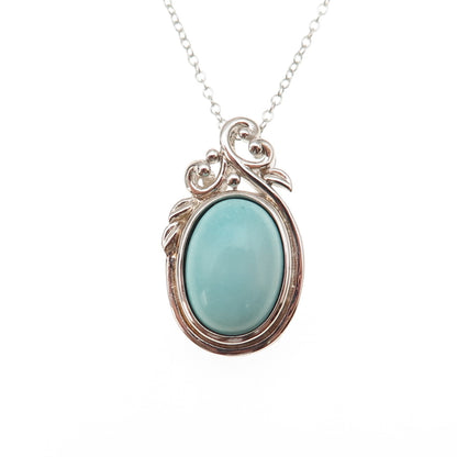 925 Sterling Silver Real Tyrone Turquoise Floral Cable Chain Necklace 18"