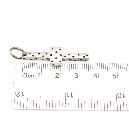 925 Sterling Silver Vintage Dotted Cross Charm Pendant
