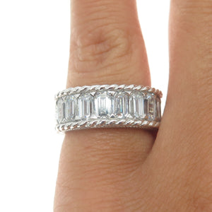 JUDUTH RIPKA 925 Sterling Silver Baguette-Cut C Z Half Eternity Ring Size 5