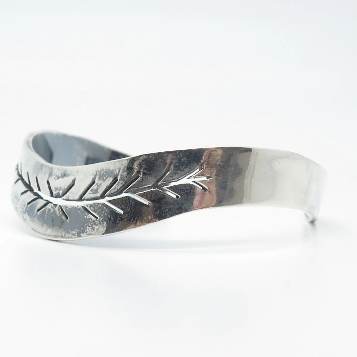925 Sterling Silver Vintage Mexico Cutout Adjustable Cuff Bracelet 7"