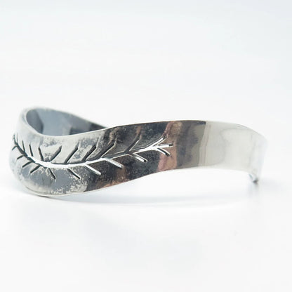 925 Sterling Silver Vintage Mexico Cutout Adjustable Cuff Bracelet 7"