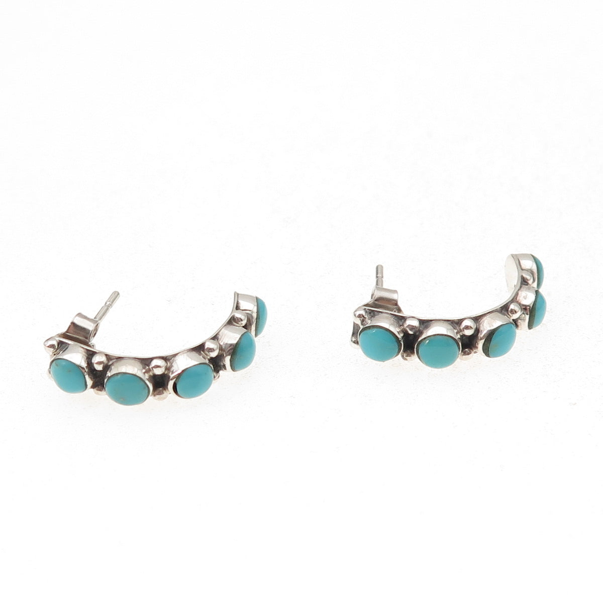Old Pawn 925 Sterling Silver Vintage Southwestern Turquoise Tribal Earrings