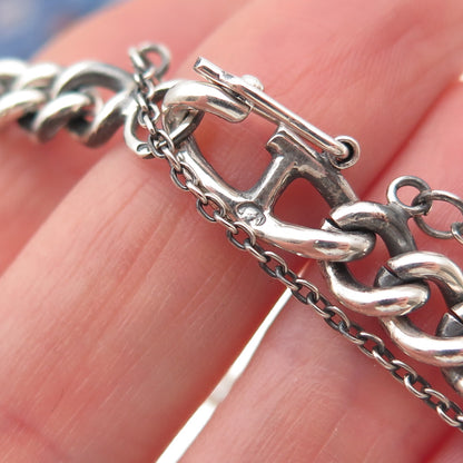 Warmet 916 Silver Vintage Poland Curb Link Oxidized Bracelet 7.5"