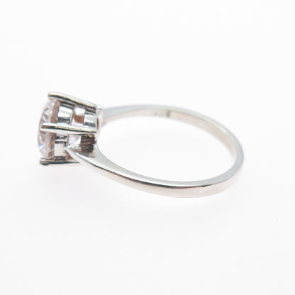 925 Sterling Silver Round-Cut C Z Engagement Ring Size 6