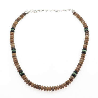 Jay King Desert Rose 925 Sterling Vintage Jasper Onyx Turquoise Necklace 18-20"