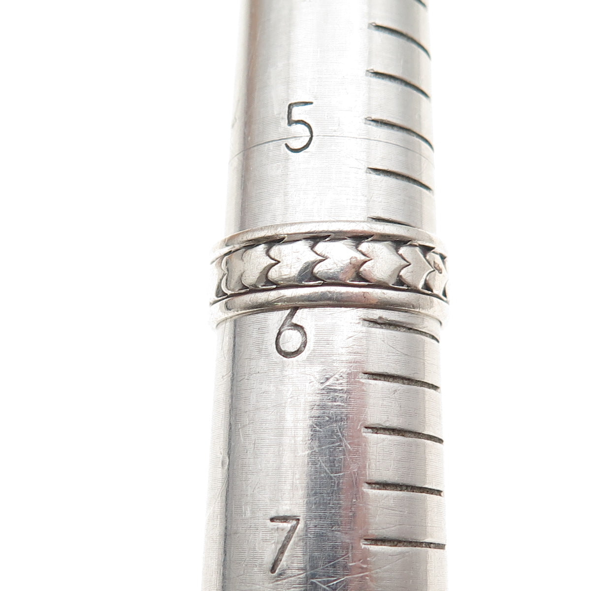 925 Sterling Silver Antique Art Deco Heart All Around Oxidized Band Ring Size 6