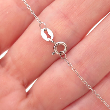 925 Sterling Silver Real Sleeping Beauty Turquoise Cable Chain Necklace 18"