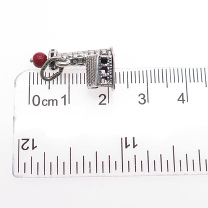 BEAU CRAFT 925 Sterling Antique Art Deco Real Coral Lighthouse Mini 3D Pendant