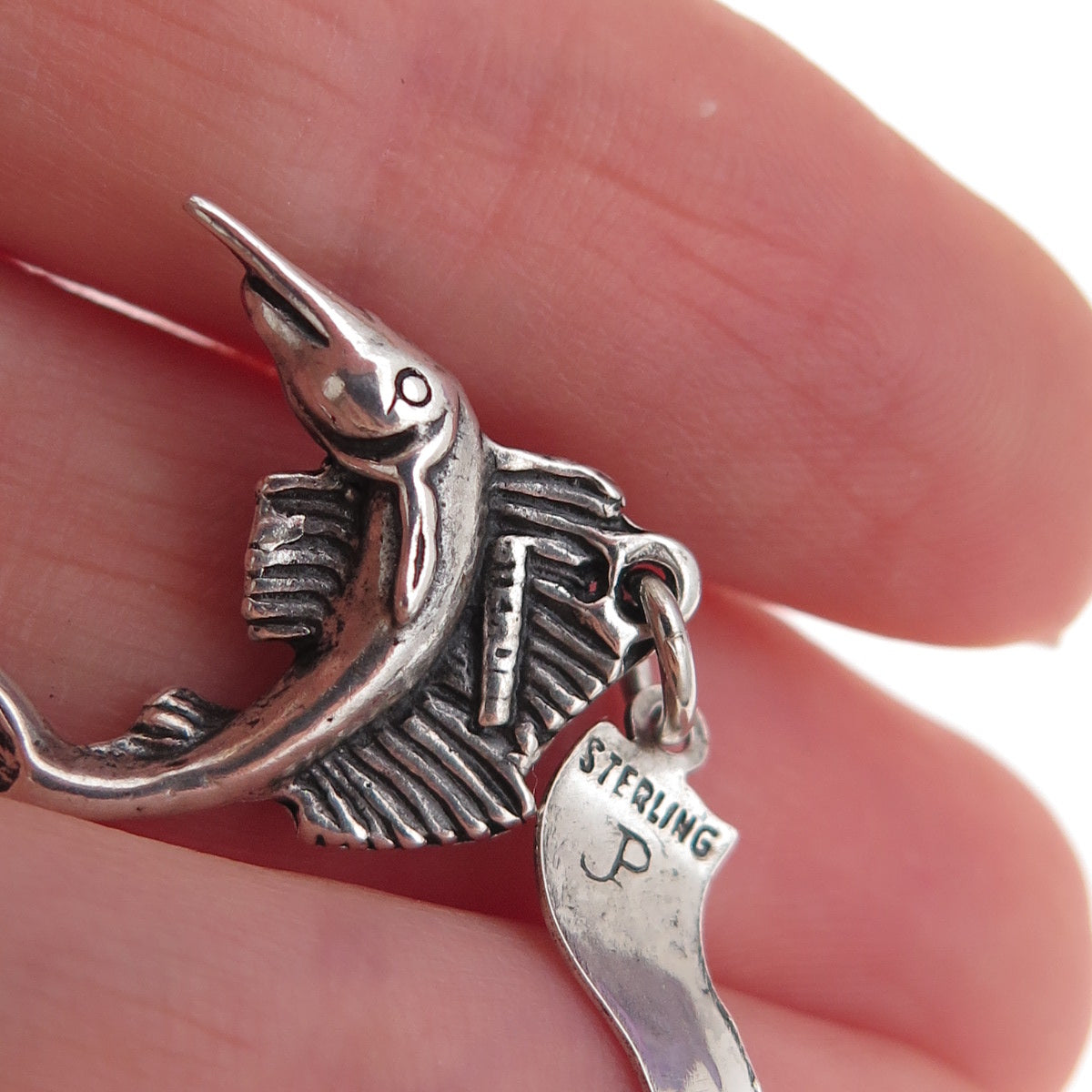 Pacific Jewelry 925 Sterling Silver Vintage Swordfish Oxidized Charm Pendant