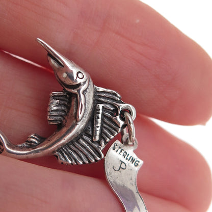 Pacific Jewelry 925 Sterling Silver Vintage Swordfish Oxidized Charm Pendant